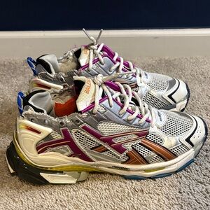 Balenciaga Silver and Purple Athletic Shoes